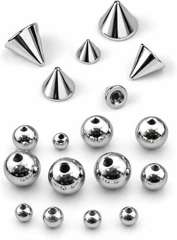 Piercing Balls & Spikes Externally Threaded - Spike Septum Balls Set For Belly, Tongue, Nipple, Eyebrow, Ear, Cartilage, Rook, Helix, Labret Stud Lip Rings, Snake Bites Piercing Jewelry Parts - Screw Onto Piercing Jewelry Barbell Or Ring Replacement Balls in Kuwait