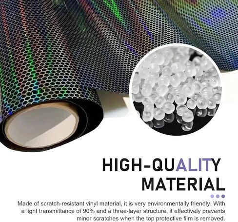 1 PC Car Rear Tail Light Lamp Stickers, 11.8" x 39.3" Auto Self-Adhesive Tail Lights Fog Lights Tint Film Sheet, Universal Honeycomb Type Decal for Car Motorcycle Van Taillight Trim (Black) in Kuwait