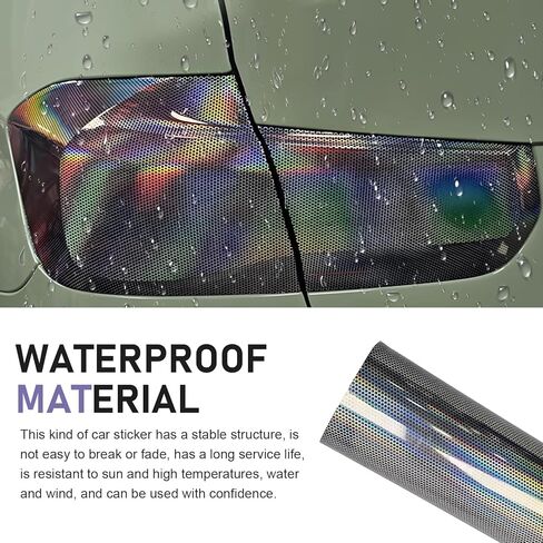 1 PC Car Rear Tail Light Lamp Stickers, 11.8" x 39.3" Auto Self-Adhesive Tail Lights Fog Lights Tint Film Sheet, Universal Honeycomb Type Decal for Car Motorcycle Van Taillight Trim (Black) in Kuwait