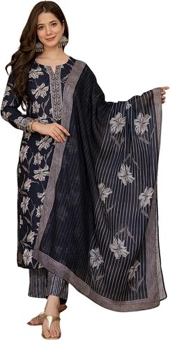 SAYANG Rayon Indian Kurti for Women Summer Dress Kurta Pant with Dupatta Set in Kuwait