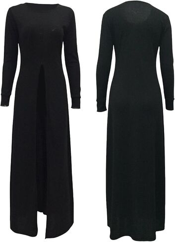 Sexyshine Women's Asymmetric Hem Solid Long Sleeve Loose Casual Pullover Hoodies Sweatshirts Maxi Dress Tunic Tops S-4XL in Saudi Arabia