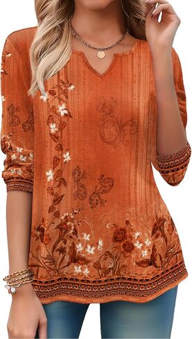 Zeagoo Boho Tops for Women Long Sleeve Spring Shirt V Neck Casual Dressy Blouse Tunic Business Work Clothes 2026 Outfits in Saudi Arabia