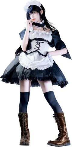 miccostumes Women's Costume Maid Cosplay Dress and Waistband with Headband Choker in Saudi Arabia