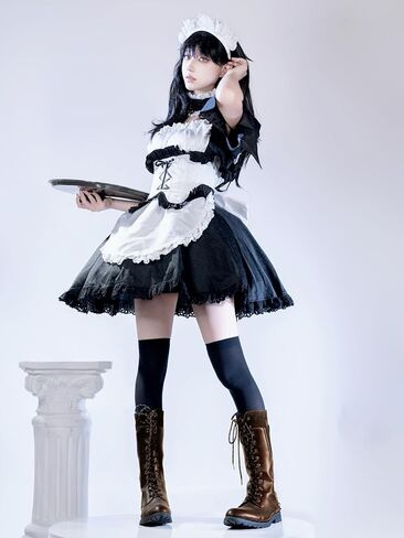 miccostumes Women's Costume Maid Cosplay Dress and Waistband with Headband Choker in Saudi Arabia
