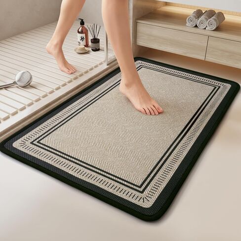 Non Slip Bath Mat with Rubber Backing, Absorbent Quick Dry Bath Rugs Washable, Thin Bathroom Rugs Fit Under Door for Bathroom Floor, Shower and Sink, 16"×24", Brown in Saudi Arabia