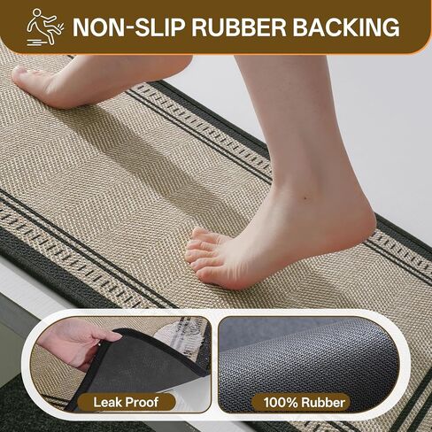 Non Slip Bath Mat with Rubber Backing, Absorbent Quick Dry Bath Rugs Washable, Thin Bathroom Rugs Fit Under Door for Bathroom Floor, Shower and Sink, 16"×24", Brown in Saudi Arabia