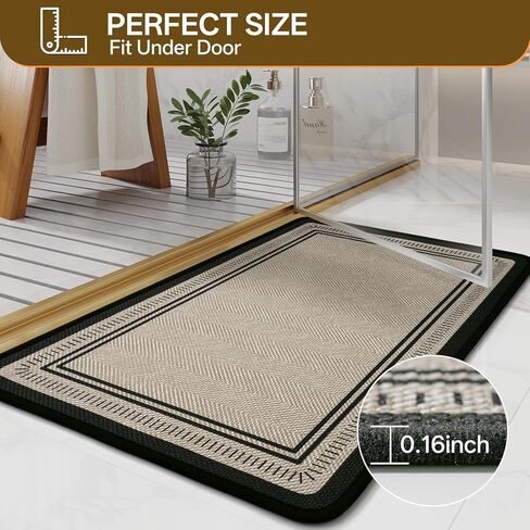 Non Slip Bath Mat with Rubber Backing, Absorbent Quick Dry Bath Rugs Washable, Thin Bathroom Rugs Fit Under Door for Bathroom Floor, Shower and Sink, 16"×24", Brown in Saudi Arabia