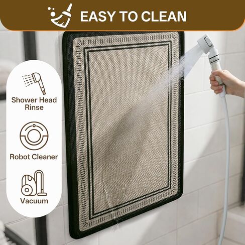 Non Slip Bath Mat with Rubber Backing, Absorbent Quick Dry Bath Rugs Washable, Thin Bathroom Rugs Fit Under Door for Bathroom Floor, Shower and Sink, 16"×24", Brown in Saudi Arabia