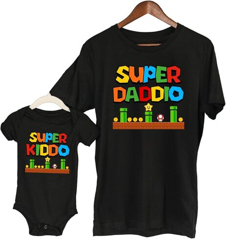 Handmade Super Dad Mom Matching T-Shirts – Super Kiddio Super Daddio Super Mommio Family Matching Game Shirts White in Kuwait