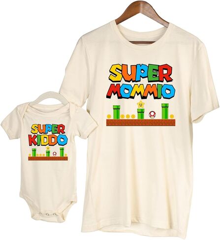 Handmade Super Dad Mom Matching T-Shirts – Super Kiddio Super Daddio Super Mommio Family Matching Game Shirts White in Kuwait