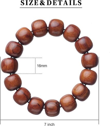 Traditional Wooden Prayer Beads Bracelet for Men or Women Beads Dia.18mm 16mm 15mm,1pc/lot (Dia.16mmBeads) in Saudi Arabia