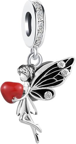 KunBead Flower Fairy Heart Butterfly Dangle Birthday Charms Compatible with Pandora Charm Bracelet for Women in Saudi Arabia