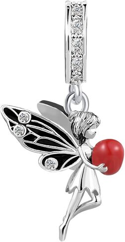 KunBead Flower Fairy Heart Butterfly Dangle Birthday Charms Compatible with Pandora Charm Bracelet for Women in Saudi Arabia