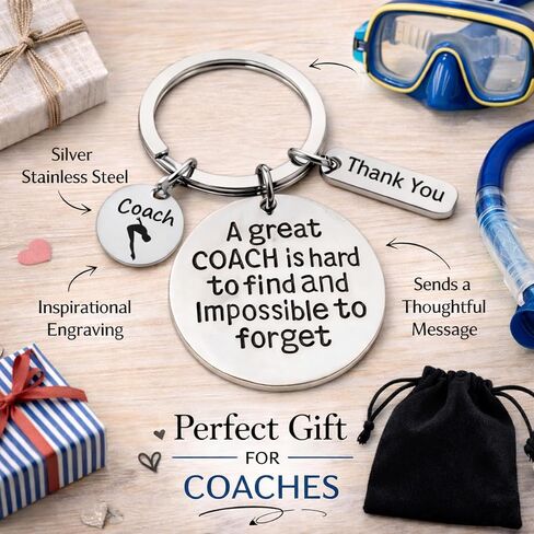 Sportybella Diving Coach Keychain Gift – “A Great Coach Is Hard to Find and Impossible to Forget", Swimming Jewelry, Swim Team Coaches, Swim Coaches Gift in Saudi Arabia