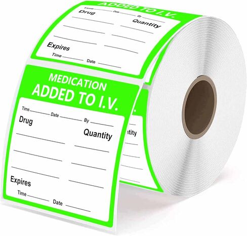 Medication Added to I.V. Veterinary Labels 2 Inch Fluorescent Green Medication Instruction Sticker for Animal Hospitals, Veterinary Clinics, Shelters 500PCS in Saudi Arabia
