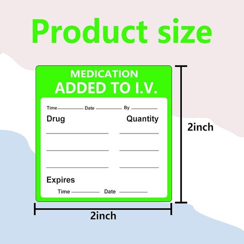 Medication Added to I.V. Veterinary Labels 2 Inch Fluorescent Green Medication Instruction Sticker for Animal Hospitals, Veterinary Clinics, Shelters 500PCS in Saudi Arabia