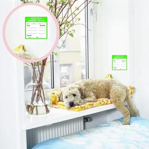 Medication Added to I.V. Veterinary Labels 2 Inch Fluorescent Green Medication Instruction Sticker for Animal Hospitals, Veterinary Clinics, Shelters 500PCS in Saudi Arabia