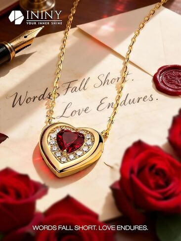 Certified 2CT Lab Grown Pigeon Blood Ruby Heart Necklace, 14K Champagne Gold Plated Sterling Silver Chain, Vintage Style Halo Pendant, Conflict-Free July Birthstone Gift for Women, Anniversary, Mother's Day, Box & Certificate Included in Saudi Arabia