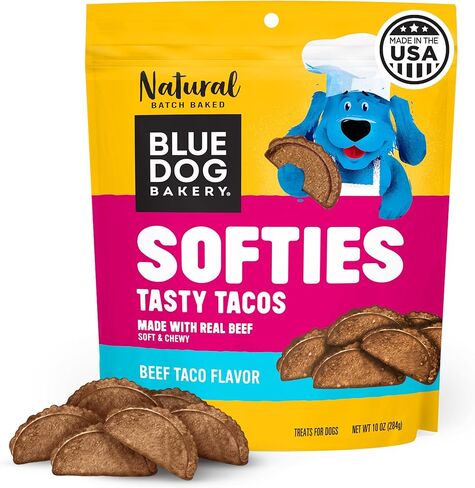 Blue Dog Bakery Tasty Tacos Snacks | Small, Soft Chicken, Beef, Pork Flavors | Natural Healthy Dog Treats | Ruffy's Food Trucks, 12 oz (Pack of 6) in Kuwait