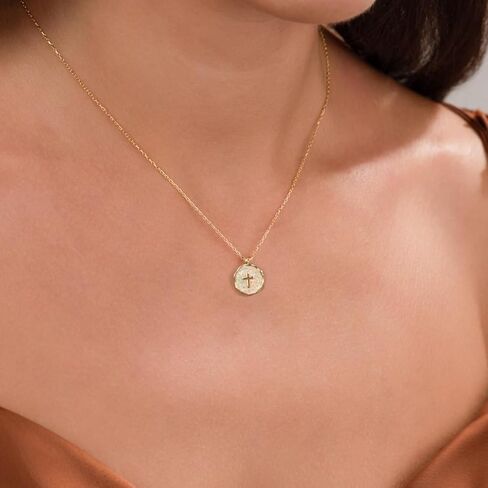 Gold Enamel Mini Cross Necklace Tiny Mother of Pearl Cross Necklace Religious Christian Gift for Baptism First Communion Christmas in Saudi Arabia