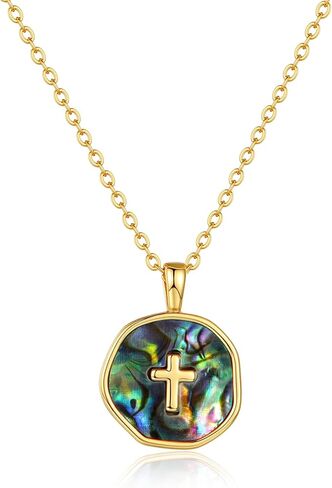 Gold Enamel Mini Cross Necklace Tiny Mother of Pearl Cross Necklace Religious Christian Gift for Baptism First Communion Christmas in Saudi Arabia