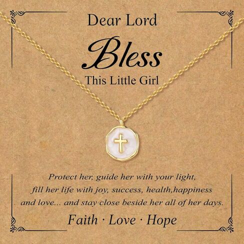 Gold Enamel Mini Cross Necklace Tiny Mother of Pearl Cross Necklace Religious Christian Gift for Baptism First Communion Christmas in Saudi Arabia