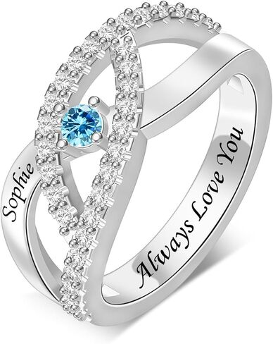 BAUMA AUTO خواتم الأمهات الشخصية مع 1-6 حلقات أحجار الميلاد حلقات الوعد محفورة بأسماء خاتم الجدة من الفضة الإسترليني للنساء والزوجة والأم in Kuwait