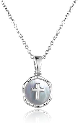 Gold Enamel Mini Cross Necklace Tiny Mother of Pearl Cross Necklace Religious Christian Gift for Baptism First Communion Christmas in Saudi Arabia
