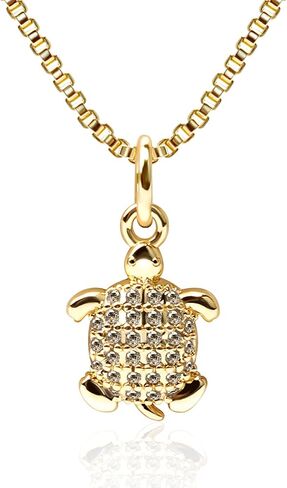 Dainty Gold Necklace for Women, 14K Gold Plated Cubic Zirconia Pendant Necklace, Dainty Fish Sea Turtle Pendant Necklace Ocean Beach Cute Trendy Gold Jewelry Necklaces for Women Gift in Saudi Arabia