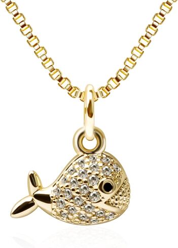 Dainty Gold Necklace for Women, 14K Gold Plated Cubic Zirconia Pendant Necklace, Dainty Fish Sea Turtle Pendant Necklace Ocean Beach Cute Trendy Gold Jewelry Necklaces for Women Gift in Saudi Arabia