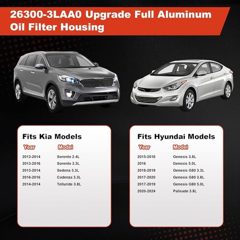 263003LAA0 Oil Filter Complete Assy Kit Compatible with Hyundai Palisade 2020 2021 For Genesis G80 2017-2020 for Kia Telluride 2020-2021 for Sorento Cadenza Sedona 2019-2021 in Kuwait