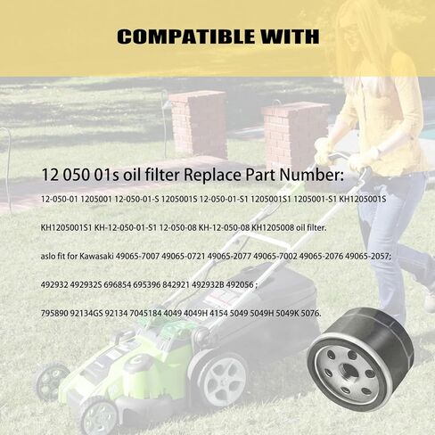 49065-7007 فلتر الزيت 49065-0721 492932 492932S 28 050 01-S لكاواساكي FR691V FR730V FR651V FR541V FR600V FX600V FS730 FX600V 4 دورة المحرك AM125424 GY20577 أجزاء محرك جزازة العشب in Kuwait