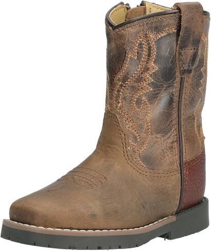 Smoky Mountain Boots | Autry Series | Toddler’s Western Boot | Square Toe | TPR Sole & Walking Heel | Leather and Man-made uppers & Man-Made Lining | Brown Distress/Brown Crackle | 8 in Kuwait