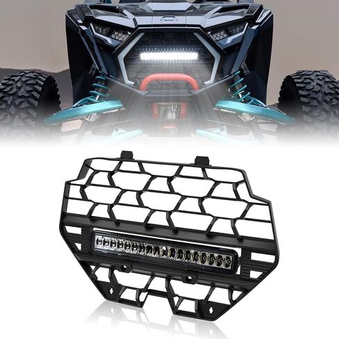 Front Grill with LED Light Bar for Polaris RZR PRO XP/PRO R/PRO S 2025, UTV PP Mesh Grille with Spotlight for RZR PRO Accessories, Replace OEM #5465595-070, #5459950-070 in Saudi Arabia
