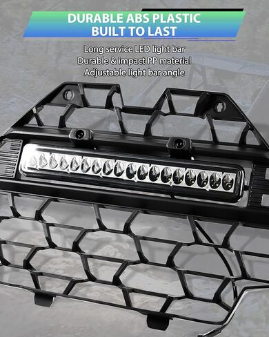Front Grill with LED Light Bar for Polaris RZR PRO XP/PRO R/PRO S 2025, UTV PP Mesh Grille with Spotlight for RZR PRO Accessories, Replace OEM #5465595-070, #5459950-070 in Saudi Arabia