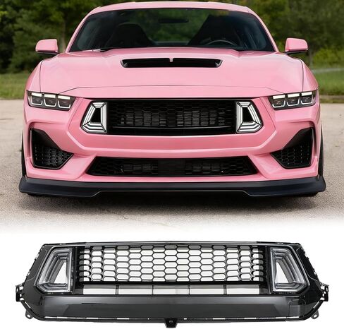 Front Bumper Grill With LED For Ford Mustang 2024-2025 GT Ecoboost S650 Gloss Black Intake Grille Replace（Not Fit For Dark Horse version） in Kuwait