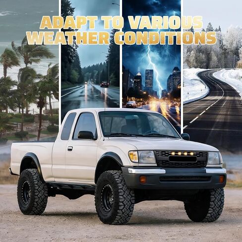 شبكة أمامية متوافقة مع 1998-2000 Tacoma 1st Gen Pickup 2-Door، شبكة أمامية ABS بديلة لما بعد البيع مباشرة مع مصابيح LED كهرمانية، أسود غير لامع in Saudi Arabia