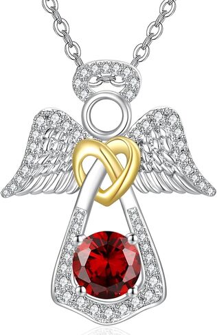 Guardian Angel Necklace for Women 14K Gold/Silver Religious Engraved Faith Hope Love Angel Wings Pendant Birthstone Jewelry Birthday Gifts for Wife Mom Grandma Girlfriend Her in Saudi Arabia