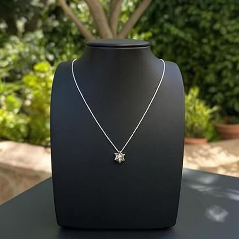 قلادة ألف بيت من باولا من الفضة الإسترليني الصلبة على شكل نجمة داود للنساء | الحد الأدنى قلادة ماجن ديفيد مع مركز مجوف | مجوهرات الإيمان اليهودية اللذيذة in Kuwait