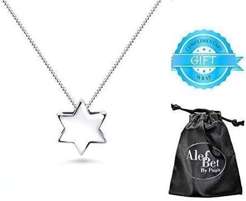 قلادة ألف بيت من باولا من الفضة الإسترليني الصلبة على شكل نجمة داود للنساء | الحد الأدنى قلادة ماجن ديفيد مع مركز مجوف | مجوهرات الإيمان اليهودية اللذيذة in Kuwait