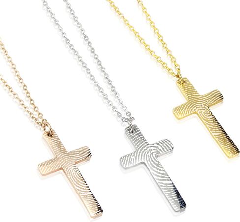 AnnBijoux شخصية محفورة بصمة الصليب قلادة الدينية مجوهرات من صلب لا يصدأ حفظها تحفيز قلادة اسم رسالة المعلقات in Kuwait