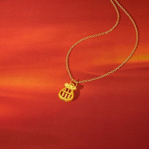 24K Solid Gold Pendants Pure Gold Lucky Bag Pendant Real Gold Jewelry for Women Mom Daughter Birthday Anniversary (Not Include Necklace) A0414678 in Saudi Arabia