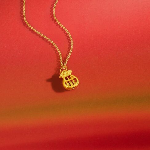 24K Solid Gold Pendants Pure Gold Lucky Bag Pendant Real Gold Jewelry for Women Mom Daughter Birthday Anniversary (Not Include Necklace) A0414678 in Saudi Arabia