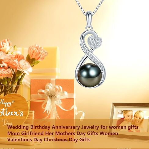 هدايا مجوهرات الزفاف وأعياد الميلاد والذكرى السنوية للزوجة قلادة للنساء من اللؤلؤ التاهيتي الأسود وعيد الحب وعيد الميلاد وعيد الأم وبناء أمك وزوجتك وصديقتك أفضل الهدايا للنساء in Kuwait