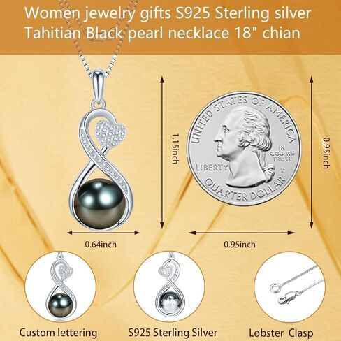 هدايا مجوهرات الزفاف وأعياد الميلاد والذكرى السنوية للزوجة قلادة للنساء من اللؤلؤ التاهيتي الأسود وعيد الحب وعيد الميلاد وعيد الأم وبناء أمك وزوجتك وصديقتك أفضل الهدايا للنساء in Kuwait