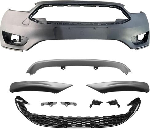Front Bumper Cover with Lower Grille & Front Lips for 2015 2016 2017 2018 Ford Focus Titanium S SE SEL - Full Bumper Assy in Saudi Arabia