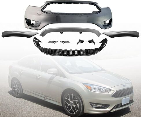 Front Bumper Cover with Lower Grille & Front Lips for 2015 2016 2017 2018 Ford Focus Titanium S SE SEL - Full Bumper Assy in Saudi Arabia