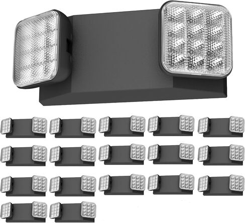 SPECTSUN 1 Pack Black Led Exit Sign with Emergency Lights &Battery Backup -Adjustable Hardwired 2 LED Head-UL Certified-120-277VAC/Commercial Emergency Lights Fixtures for Home/Business. in Kuwait
