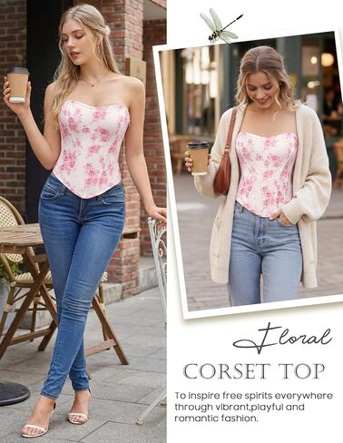 Scarlet Darkness Corset Tops for Women Renaissance Floral Bustier Western Concert Going Out Top in Saudi Arabia