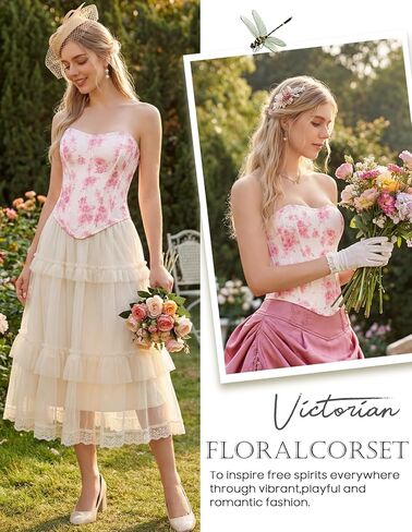 Scarlet Darkness Corset Tops for Women Renaissance Floral Bustier Western Concert Going Out Top in Saudi Arabia